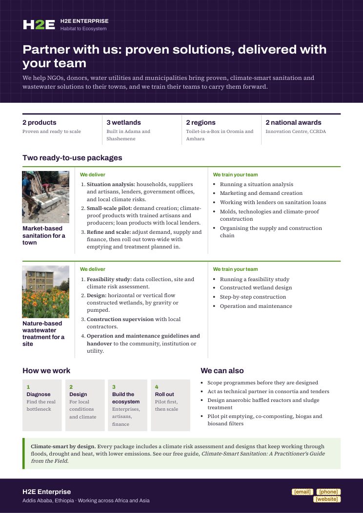 Cover of the H2E one-page partnership offer